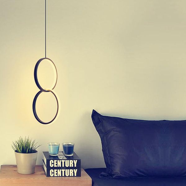 

pendant lamps modern ring lights minimalist creativity personality long line hanging lamp led for bedroom living room