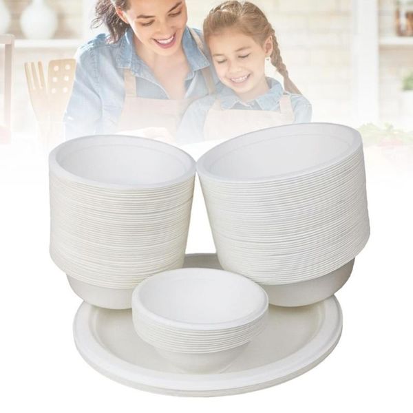 

bowls 50pcs biodegradable outdoor picnic party camping disposable bowl environmental kitchen cold use rice serving container