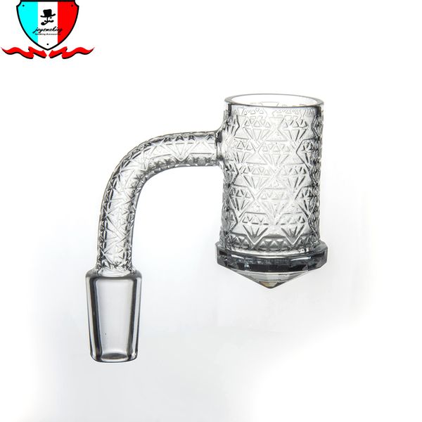 Diamante fundo quartzo banger fumar acessórios 19mm 14mm 10mm masculino / fêmea com padrão de escultura profunda completa para o tubo de água de plataforma de vidro bong