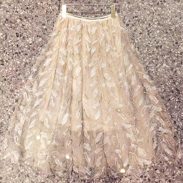 

skirts three dimensional feather embroidered half skirt the of lady is very fairy, Black