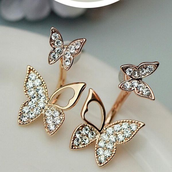 

manufacturers selling butterfly shaped earrings two wear fashion temperament korean fine jewelry for women stud, Golden;silver