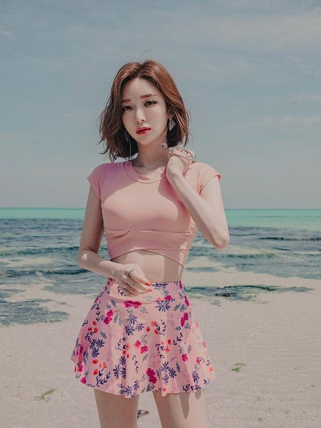 

one-piece suits 2021 sports two piece separate women swimsuit tankini push up women's swimming suit girls beach wear dress bikini swimw