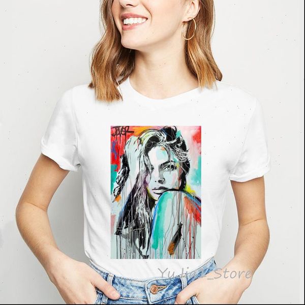 

women t shirt vintage watercolor painting art vogue white tee femme custom tshirt tumblr streetwear
