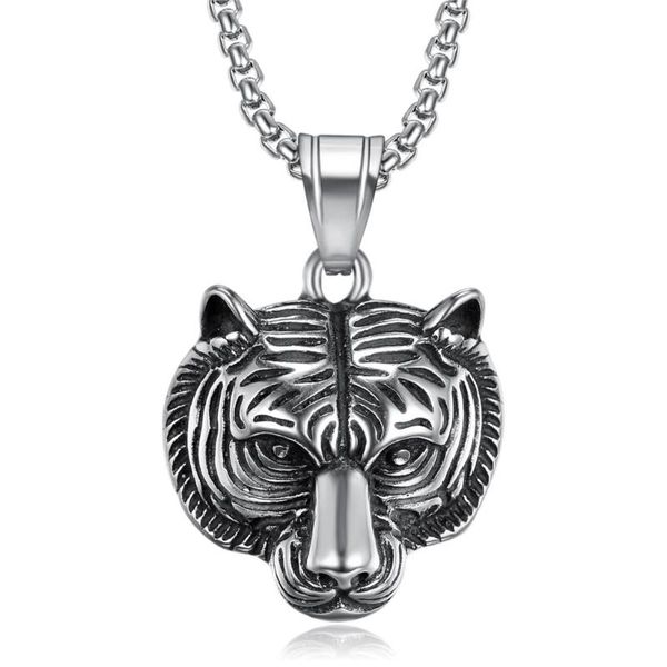 

pendant necklaces arrival hip hop tiger head 316l stainless steel silver necklace chain men jewelry gift