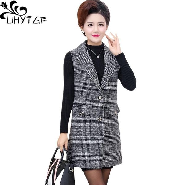 

women's vests uhytgf loose plus size vest women single-breasted casual spring autumn wool waistcoat female fashion stripe sleeveless 31, Black;white