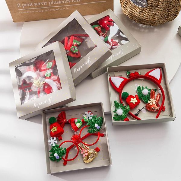 

hair accessories children christmas gift box set girls hairpin baby cute glasses hat headwear wholesale clips, Slivery;white