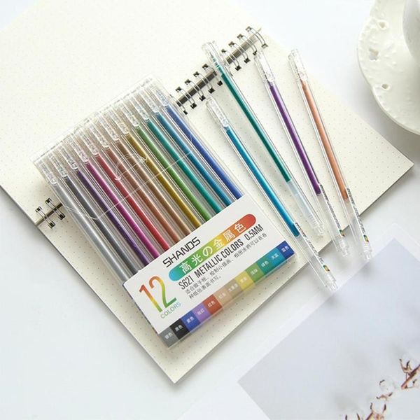 

gel pens 12 color pen 0.5mm ink school office stationery set