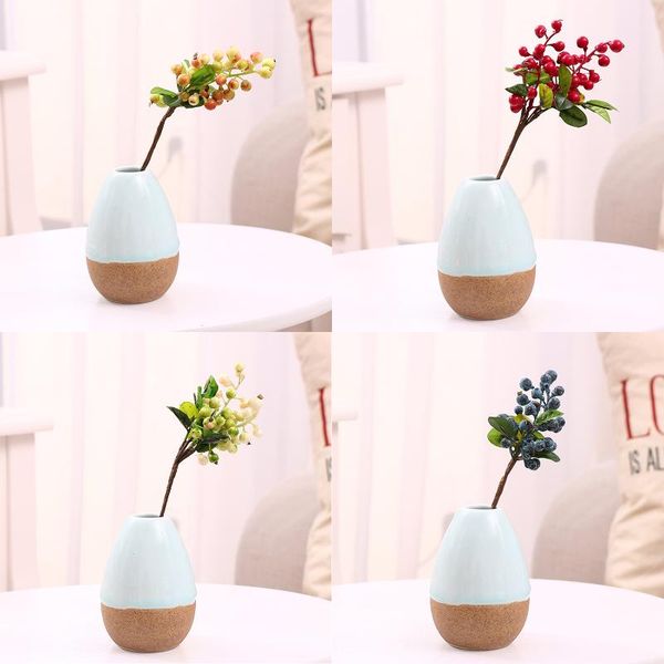 

decorative flowers & wreaths 10pcs blueberry fruit berry artificial flower silk fruits for wedding home decoration plants(blue)