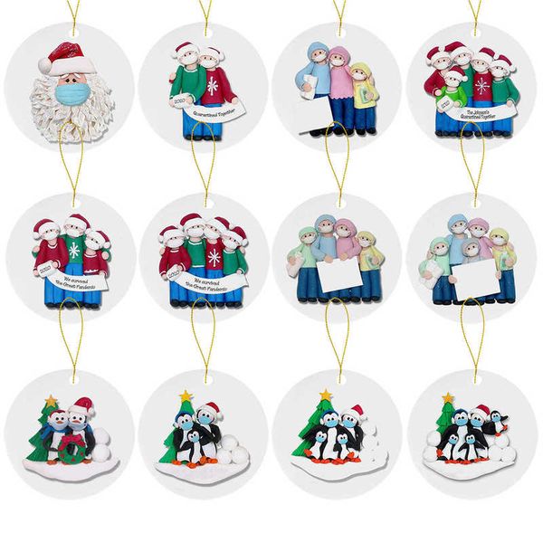 

santa 2021 home party decorations epidemic prevention props pendant creative printing mask wood crafts
