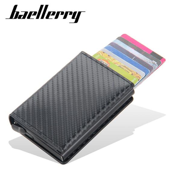 

card holders balerry anti-theft metal aluminum box business male case credit bank holder for men pu leather money pockets tarjetero, Brown;gray