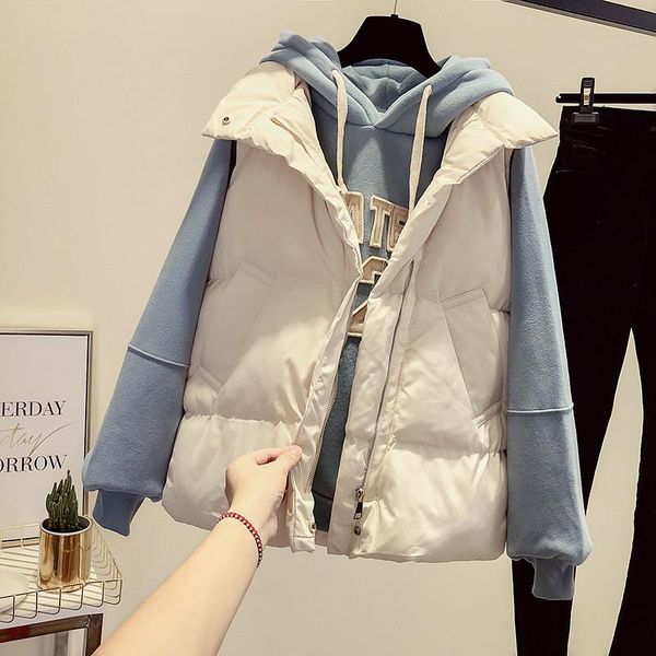 

women's vests winter autumn cotton woman coat fashion korean style vest sleeveless jacket womens outwear doudoune femme 2021 wpy2185, Black;white