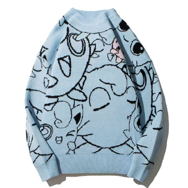 

men's sweaters harajuku anime male graphic pullover of large size streetwear autumn hip hop spendex sweater couple 1xaa, White;black