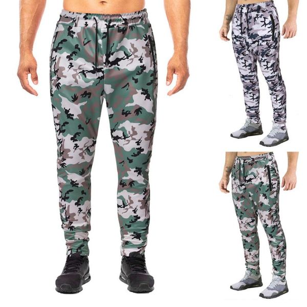 

men's pants 2021 fashion trousers casual camouflage printing drawstring elastic waist 8.20, Black