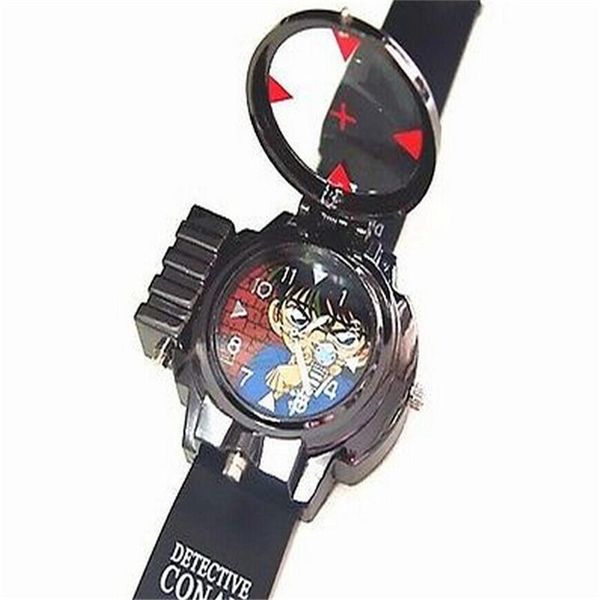 

wristwatches brand children's detective conan infrared glass red light laser zoom analog cartoon characters wristwatch, Slivery;brown