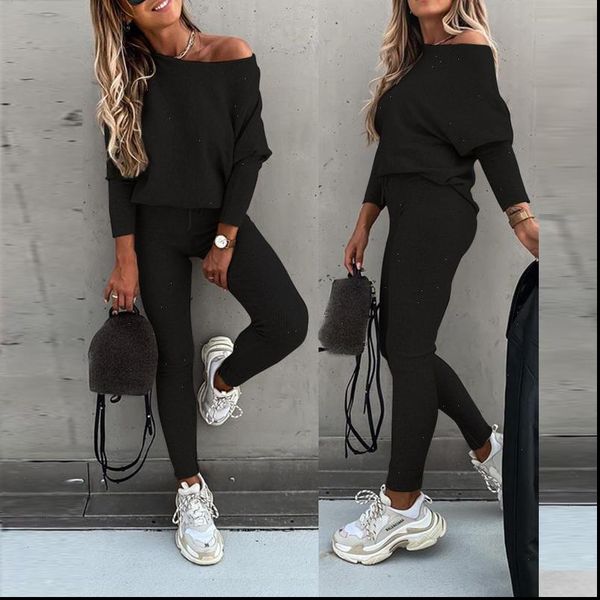 

long sleeve pants women tracksuits sets outfits fashion o neck solid color beige leisure suit homewear female, Gray