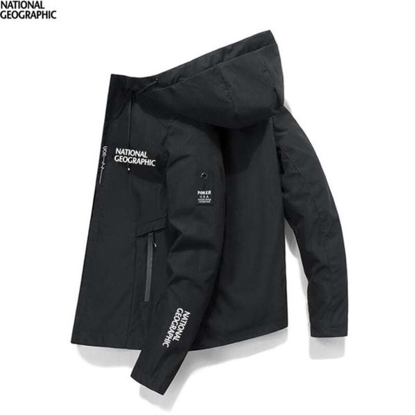 National Geographic Roupas Ao Ar Livre Camping Caminhada Jaqueta Masculina Respirável À Prova D 'Água Com capuz Windbreaker Adventure Terno 210928