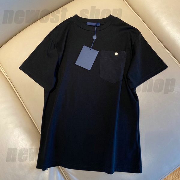 

summer mens designer luxury tshirt womens t shirt classic letter print t shirts patchwork pocket casual cotton t-shirt tee, White;black