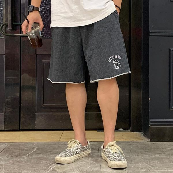 

embroidery sports shorts men's streetwear hip hop knee-length pants baggy elastic waist men track, White;black