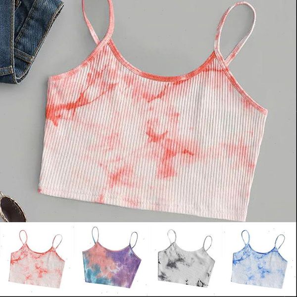 

womens camis tie dye fashion purple vest off shoulder halter blusa shirt summer slim crop camisole, White