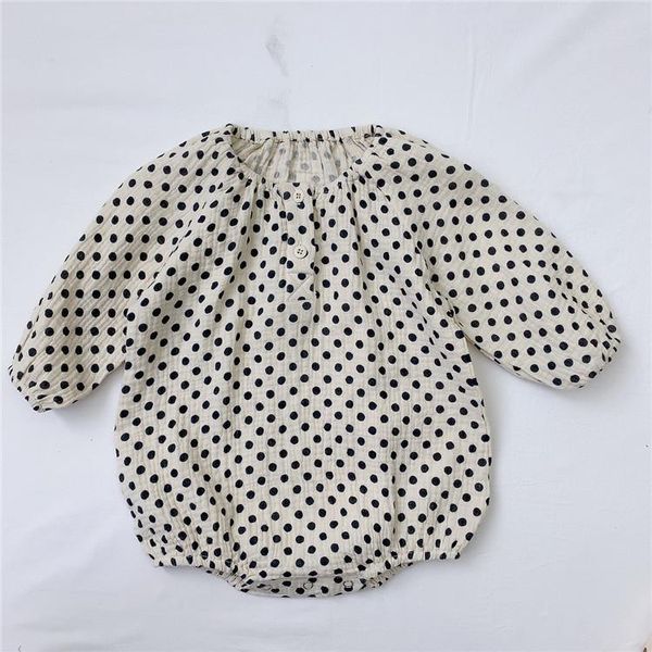 

rompers 8538 born clothes dot print romper autumn 2021 baby climbing long sleeve boys one piece toddler girl, Blue