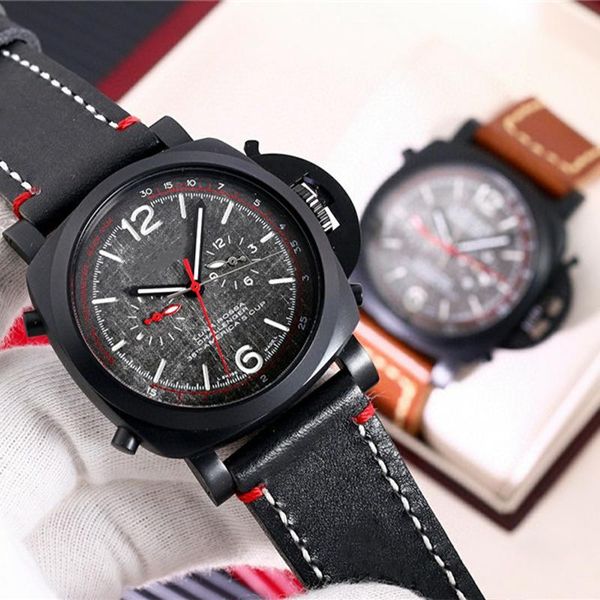 

luxury men's watch leather watchband waterproof automatic mechanical movement 44 mm top, Slivery;brown