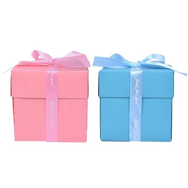 

gift wrap 2 set diy handmade quadrilateral surprise explosion box scrapbook po wedding for mother day blue & pink