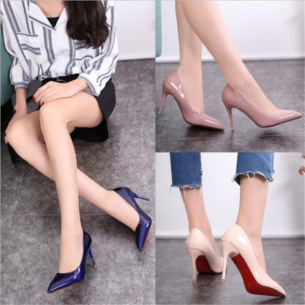 

dress shoes women thin high heels patent pumps party fashion pointed toe heel, Black