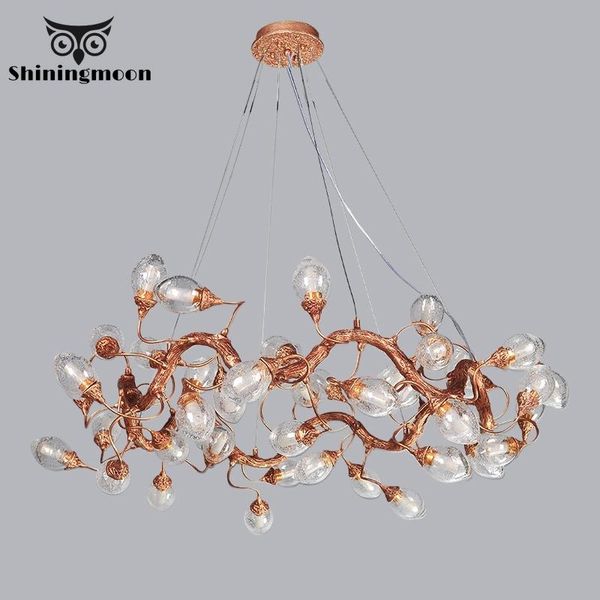 

modern decor home brass led chandelier lighting oval glass copper restaurant hanging lamp crystal long lustre chandeliers