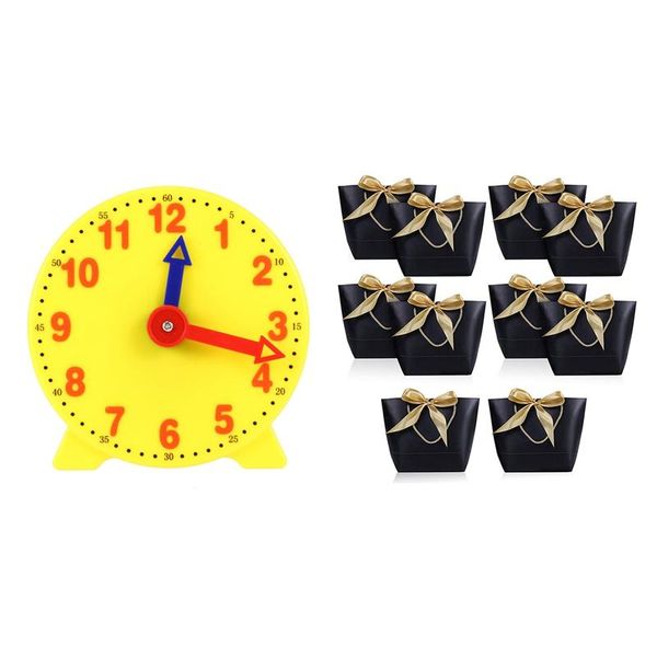 

gift wrap 4 inch student learning clock time model teacher gear with 10 pcs bag handle paper party favor