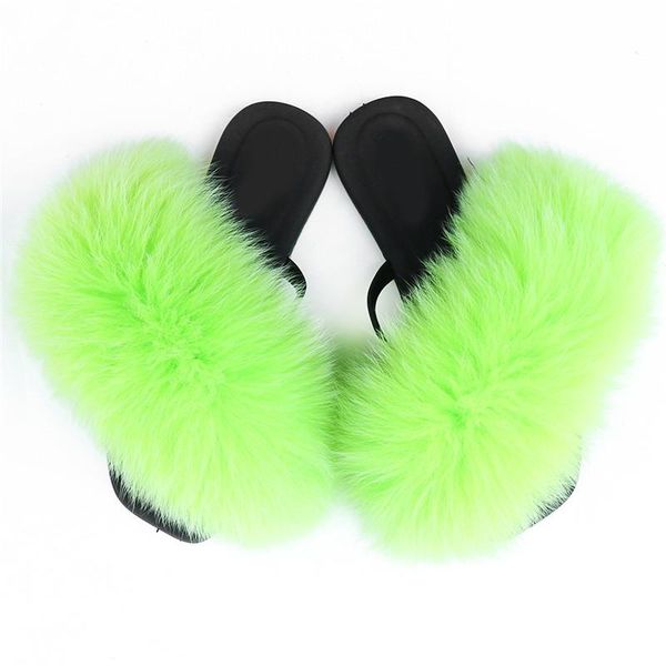 

slippers 2021 high fashion square open toe faux fur slides fluffy flip flops indoor outdoor woman shoes, Black