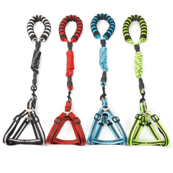 

pet harness leash puppies outdoor walking chest back traction rope eva reflective silk sponge handle supplies dog collars & leashes
