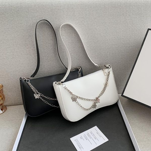 

evening bags small zipper pure color ladies handbags casual butterfly chain shoulder underarm women pu leather shopping