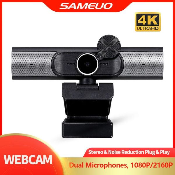 

sameuo s20 webcam 4k mini camera web cam fhd 1080p streaming with dual speaker microphone for pc computer webcams