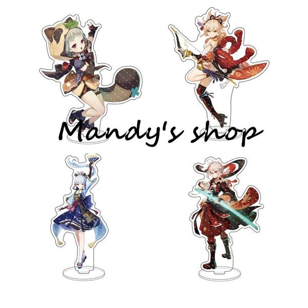 

keychains anime figure genshin impact zhongli diluc venti klee keqing qiqi acrylic stand model plate desk decor standing sign fans gifts, Silver