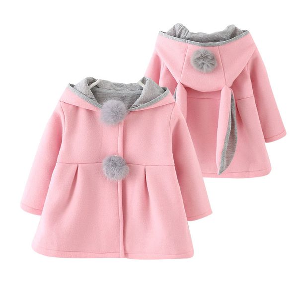 

kids autumn winter cartoon rabbit ears long sleeve clothes girls casual jackets children waistcoat hoodie coat warm outerwear, Blue;gray