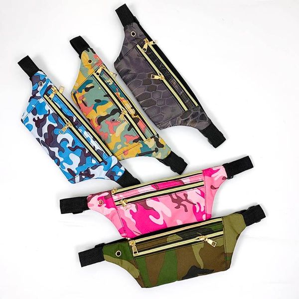 

trendy chest belt bag women double zipper shoulder canvas waist pack multi-function running nerka torebka bags