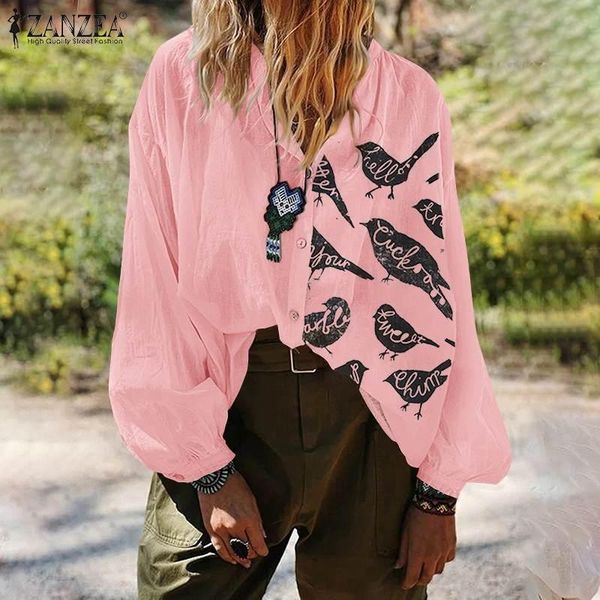 

women's blouses & shirts vintage cotton chemise women casual long sleeve printed blouse autumn elegant loose o neck shirt oversize wo, White