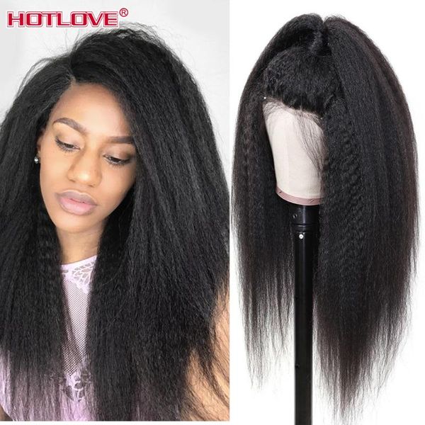 

lace wigs brazilian kinky straight human hair frontal with baby 13x4 front 180% density remy, Black;brown