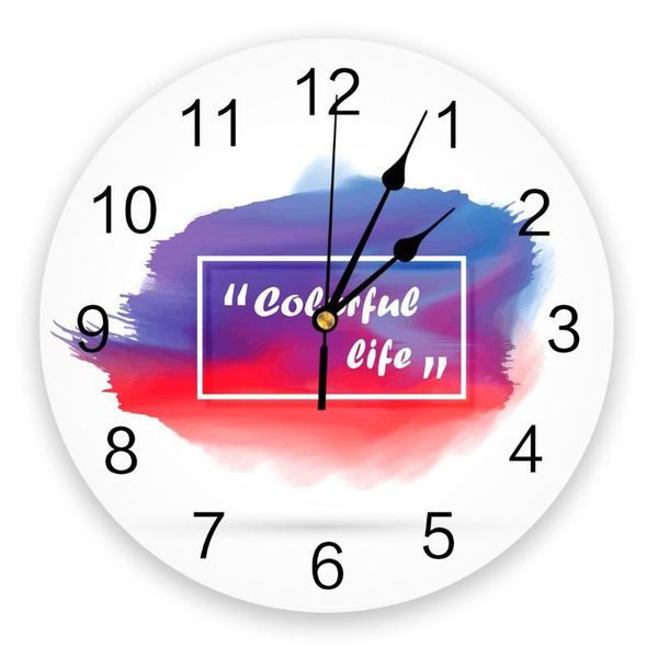 

wall clocks simple watercolor blue purple red pvc clock digital home decor modern design living room