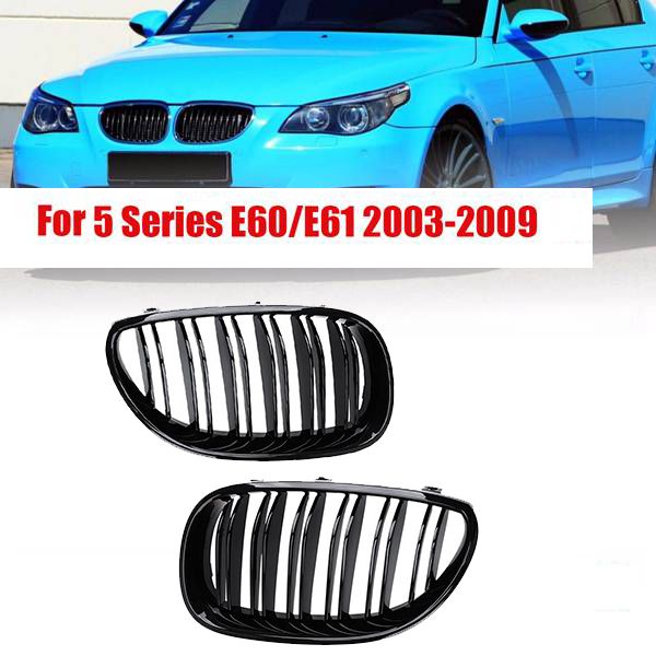

car front kidney grilles racing grill for bmw e60 e61 5 series m5 520i 535i 550i 2004-2010 dual line double slat auto styling