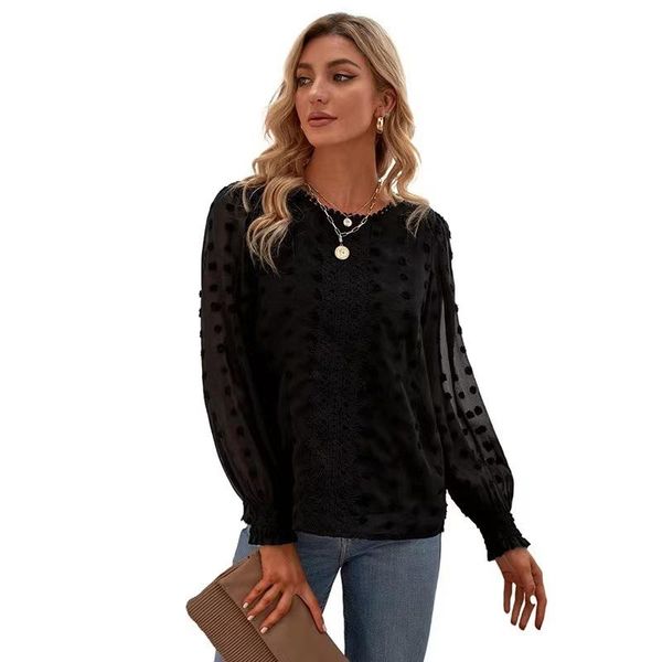 

women's blouses & shirts 2021 spring and autumn est s-xxl sizes solid colors lantern long-sleeved chiffon blouse women clothing, White