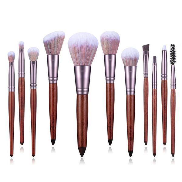 

11pcs professional beauty cosmetic tools wooden eye shadow blush foundation eyebrow makeup brush set brushes