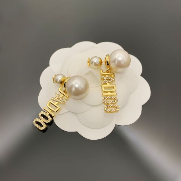 

70% off outlet online family's new golden letter pearl earrings in 2021, Silver