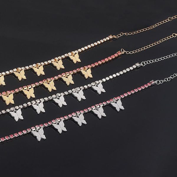 

link, chain fashion butterfly charm for women bracelet rhinestone inlaid sweet charming beach bangle gift special appearance choker jewelry, Black
