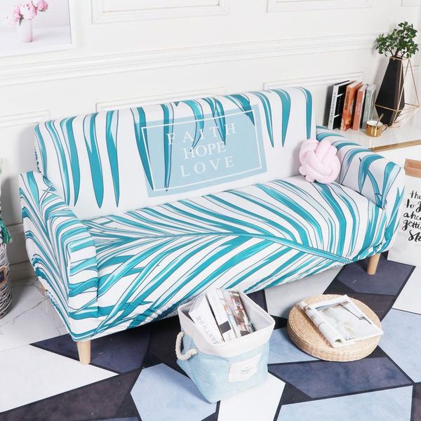 

chair covers green leaf sofa cover cotton set elastic couch for living room pets cubre towel 1/2/3/4-seater 1pc