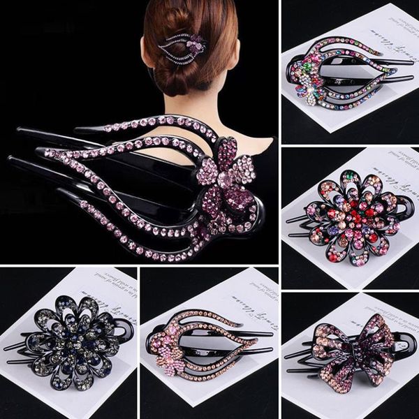 

hair clips & barrettes black luxury clip for women with stones hairpins female accessories girls clamp, Golden;silver