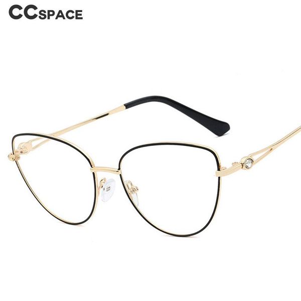 

fashion sunglasses frames 48184 vintage cat eye diamond metal glasses men women optical computer, Black