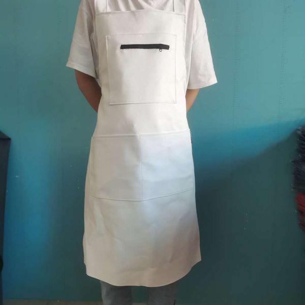 

pu white leather apron oil proof and fouling kitchen cooking restaurant
