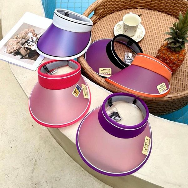 

wide brim hats sun protection color-changing empty hat female summer anti-ultraviolet beach sunshade cycling sports adjustable, Blue;gray