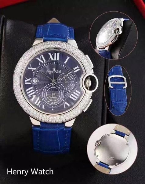 

wristwatches men watch silver diamonds bezel daydate sapphire automatic mechanical rome stainless steel black blue leather, Slivery;brown